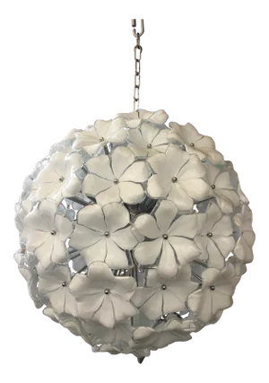 Murano Glass White Sputnik Chandelier