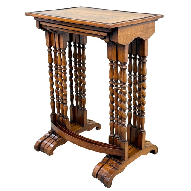 Nesting Coffee Tables in Walnut, 1920, Set of 4 For Sale - Image 9 of 14