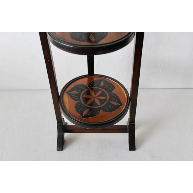 Wood Vintage Mid Century Hand Crafted Wood Three Tier Plate Cake Plant Stand For Sale - Image 7 of 9