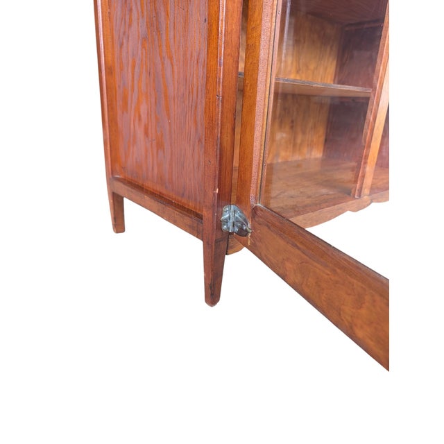 Antique Oak Glass Display Cabinet – Industrial Country Store Vitrine, Bookcase For Sale - Image 17 of 18