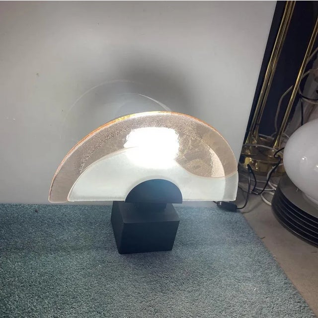 Beige Italian Architectural Murano Glass Table Lamps, 1980s, Set of 2 For Sale - Image 8 of 10