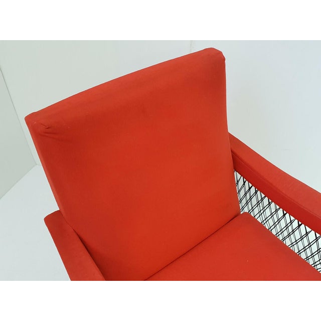 1950s Vintage Rockabilly Chair in Beech and Red Jersey Wool by Marco Zanuso, 1950s For Sale - Image 5 of 13