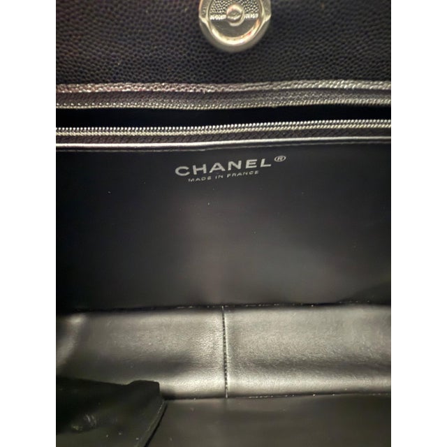 Black Quilted Caviar CC Shopping Tote For Sale - Image 9 of 9