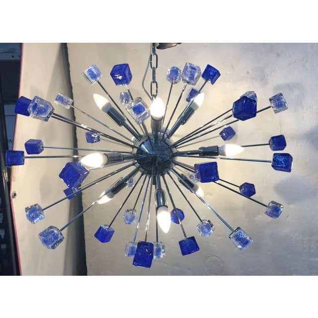 Italian Handmade Blue Murano Glass Sputnik Chandelier from Simoeng For Sale - Image 6 of 9