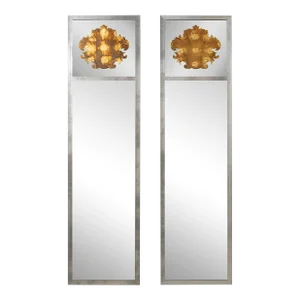 Eglomisé Shell Motif Paneled Mirrors - a Pair
