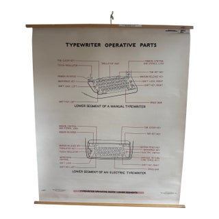 Vintage 1969 Typing Instruction Pull-Down Chart – Secretary School Poster -- Poster G For Sale