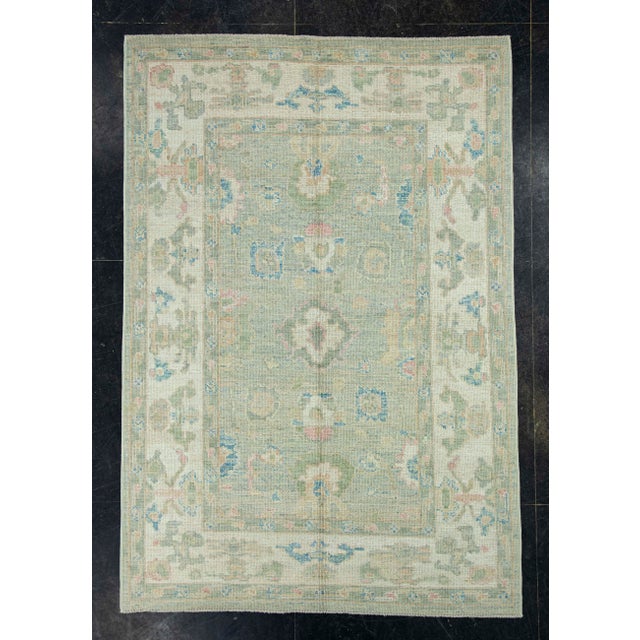 Green Turkish Oushak Rug 4'11" x 7'1" #17890 For Sale - Image 8 of 8
