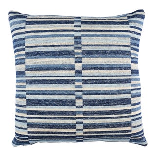 Schumacher Tierra Stripe 18" Pillow In Blue For Sale