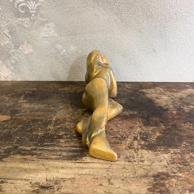 Art Deco Glazed Ceramic Shelf Figure of a Nude Female, 1930s For Sale - Image 14 of 18