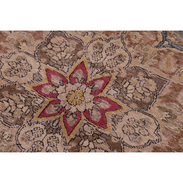 1990s Shabby Chic Hand Painted Vintage 1990's Gray/Brown Wool Rug - 9'9'' X 12'10'' For Sale - Image 5 of 10