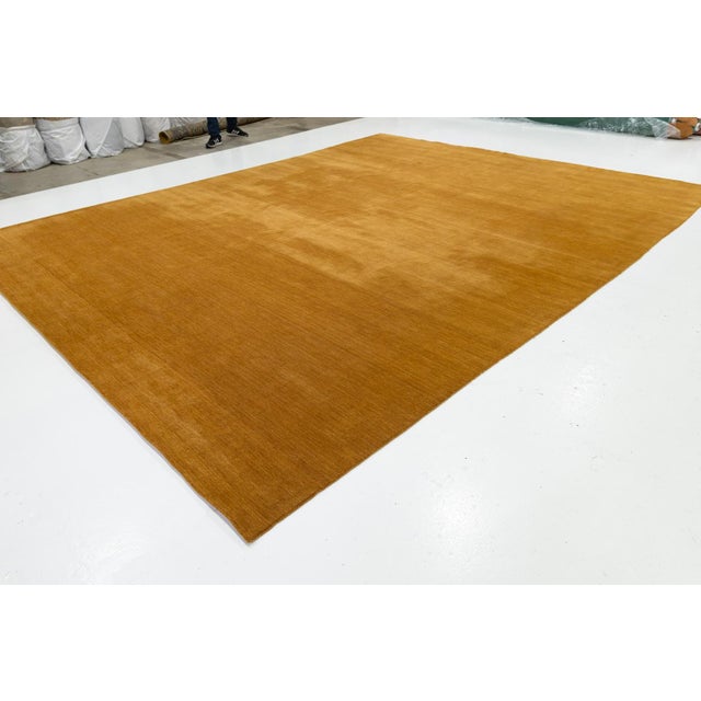 Apadana's Modern Gabbeh Hand-Loom Wool Area Rug in Earthy Yellow-Orange. For Sale - Image 11 of 11
