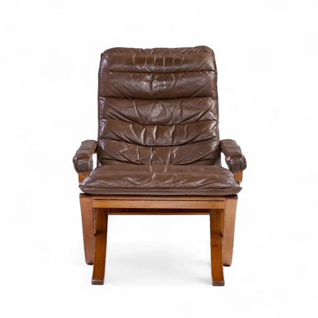 Ingmar Relling for Westnofa Mid Century Leather Lounge Chair and Ottoman The chair measures: 29 wide x 37 deep x 35.75...