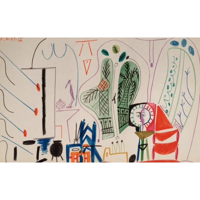 1990s Picasso Sketchbook Carnet De La Californie Print # 4 Dated 8/11/1955 For Sale