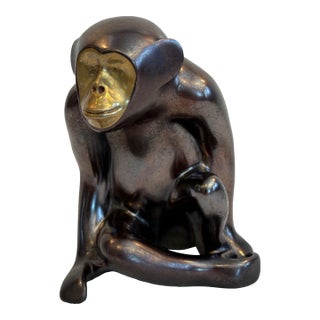 1950s Hagenauer Style Mid - Century Bronze Figure of a Monkey For Sale