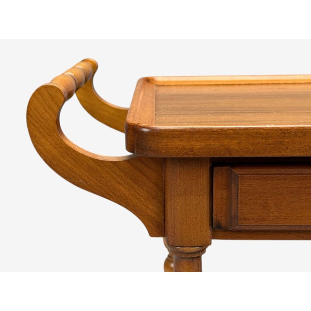 Swedish Modern, Rolling Bar Cart, Wood, Brass, Sweden, 1970s For Sale In New York - Image 6 of 14