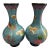 Pair of Vintage Turquoise Cloisonné Enamel Dragon & Phoenix Vases For Sale