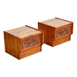 1970s Hand Carved Brutalist Nightstands by Aquarius Enterprises Africa, A Pair For Sale