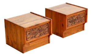 1970s Hand Carved Brutalist Nightstands by Aquarius Enterprises Africa, A Pair