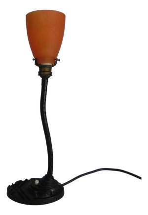 Desk Lamp with Orange Glass Shade from Erpe, 1930s