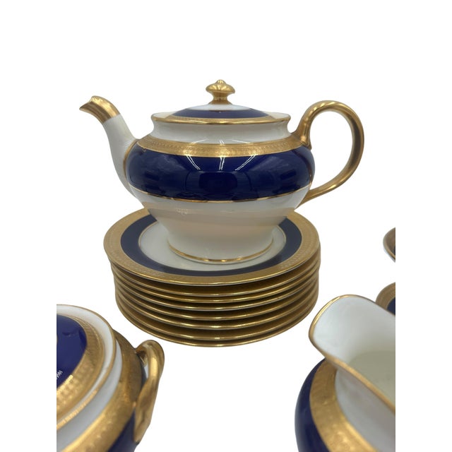 Mid 20th Century Minton “Cobalt & Gold” Pattern G6262 – Complete Tea Set for Eight - 30 Pieces For Sale - Image 15 of 16