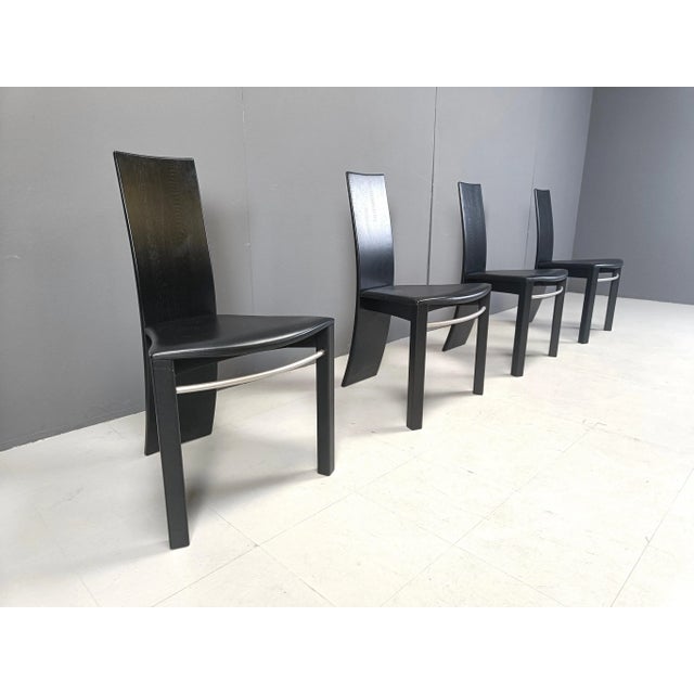 1980s Vintage Curved Wooden Dining Chairs, 1980s, Set of 4 For Sale - Image 5 of 12