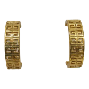 1980s Givenchy Gold Plated Open Work Hoop Earrings, 2 Pieces