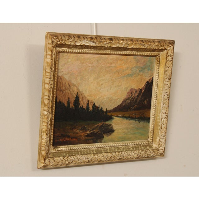 Traditional Continental School Mountain Landscape Oil Painting, Signed For Sale - Image 3 of 18