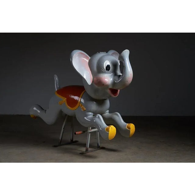 Vintage Carved Wood Elephant Carousel Figure by Bernard Kindt, 1960s For Sale - Image 3 of 10