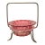 Antique Cranberry Art Glass Bowl With Silver Plated Basket For Sale