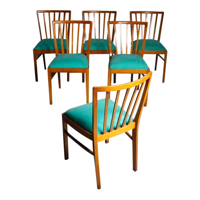 Mid-Century Walnut Slat Back Dining Chairs - Set of 6 For Sale