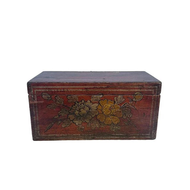 Hand-Decorated Wooden Box, 19th Century For Sale - Image 9 of 9