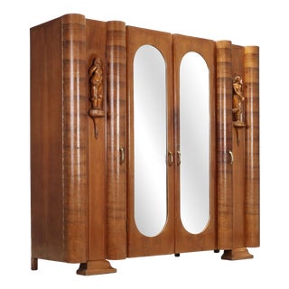 Art Deco Wardrobe with Mirrors For Sale