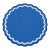 Handmade Cotton Round Scalloped Rug, Sky Blue, Cream and Royal Blue Border Dhurrie-12' Round For Sale