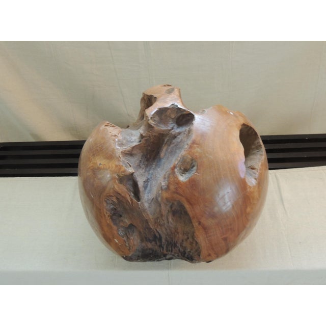 Large Round Decorative Wood Floor Ball For Sale In Tampa - Image 6 of 6