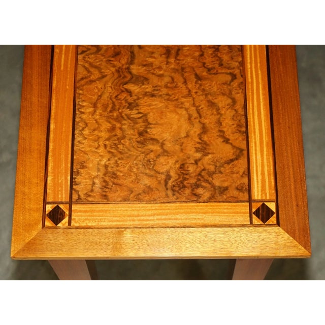 Stunning Vintage 1994 David Linley Burr Walnut Amboyna Wood Large Console Table For Sale - Image 16 of 18
