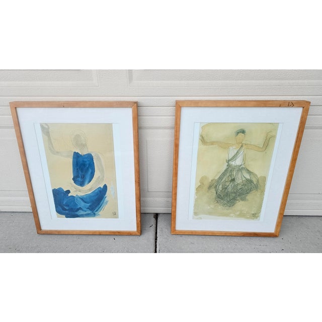 After Auguste Rodin “Danseuse Cambodgienne” Offset Lithographs, Pair, c. 1990s Description This elegant pair of framed...