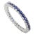 Prong Set Blue Sapphire Round Cut Eternity Band in 18k White Gold Size 6 For Sale