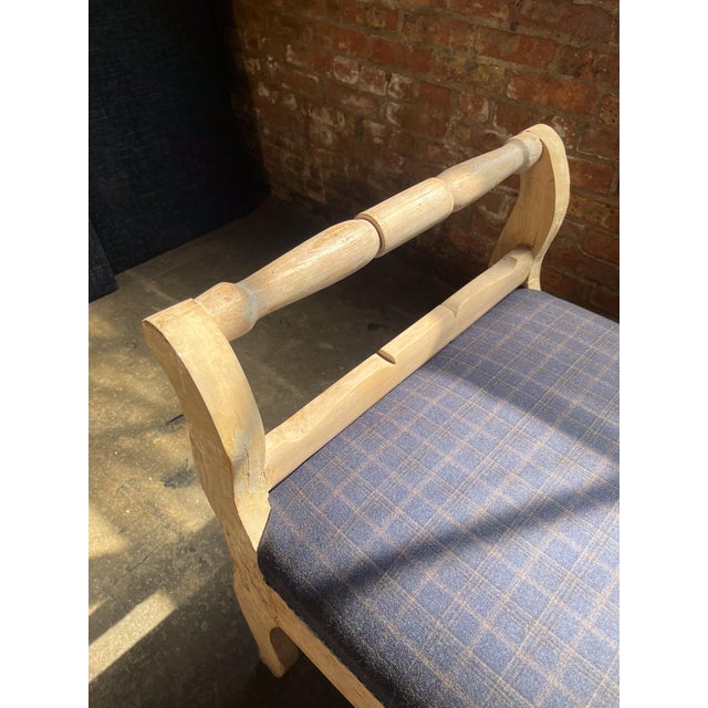 Vintage Rustic Daybed Bench With Wool Plaid Upholstery For Sale In Chicago - Image 6 of 9