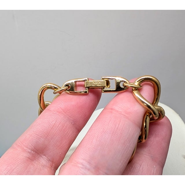 Metal Vintage Signed Napier Goldtone White Enamel Collar Necklace For Sale - Image 7 of 10