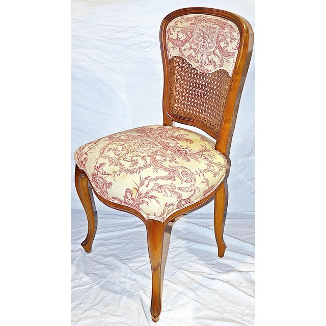 French 1920s French Balloon Back Caned Toile Dining Chairs- Set of 4 For Sale - Image 3 of 10
