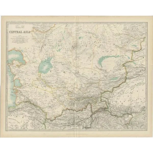 Antique Map of Central Asia by Johnston, 1909 For Sale - Image 4 of 5
