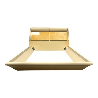 Giorgio Collection Burled Satinwood & Leather Queen Bed For Sale