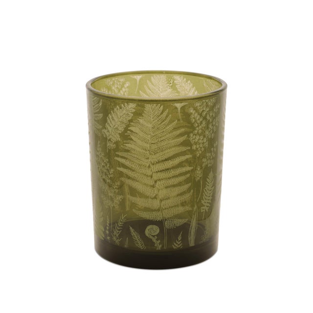 2020s Fern Printed Glass Candle Holder (Set of 2) For Sale - Image 5 of 5