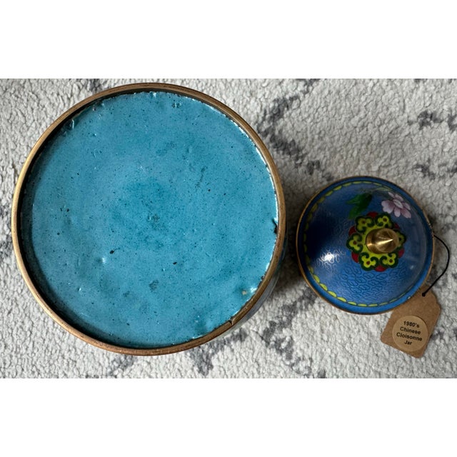 Vintage 1980s Chinese Cloisonné Peony Ginger Jar - 7" For Sale - Image 11 of 11