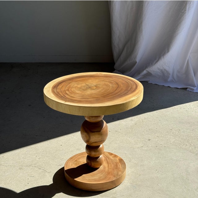 Coffee Table in Suar Wood with Central Pedestal Base and Spheres For Sale - Image 13 of 13