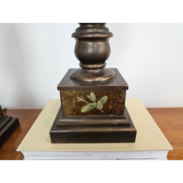 Antique Eglomise Pair of Lamps For Sale - Image 4 of 8