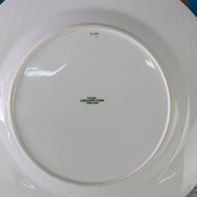 Set of 12 English Spode Copeland Porcelain Turquoise & Gold Trimmed Plates C1900 For Sale - Image 4 of 5