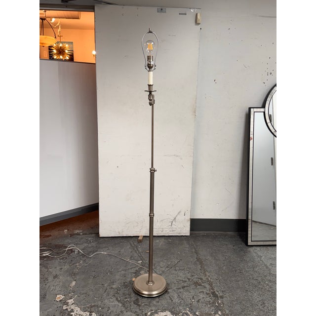 Transitional Transitional Brushed Nickel Swing Arm Floor Lamp For Sale - Image 3 of 12