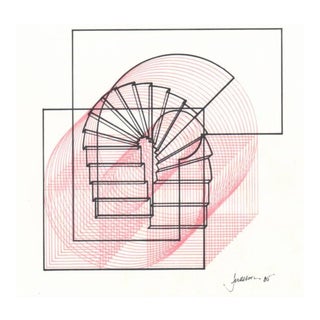 1985 Modern Abstract Geometric Drawing For Sale