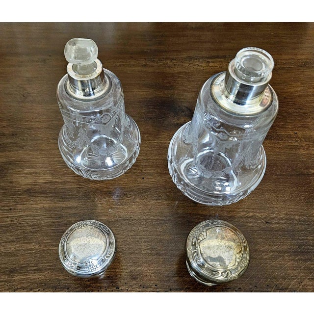 Antique Louis XVI Crystal and Silver Bottles, Set of 2 For Sale - Image 4 of 10
